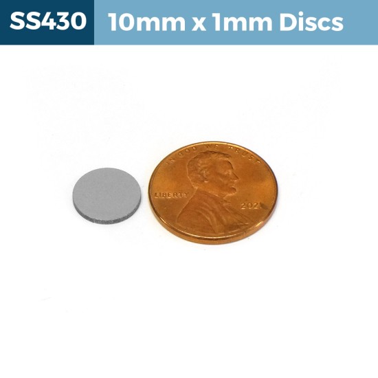 10mm x 1mm Magnetic Stainless Steel discs 10x1mm