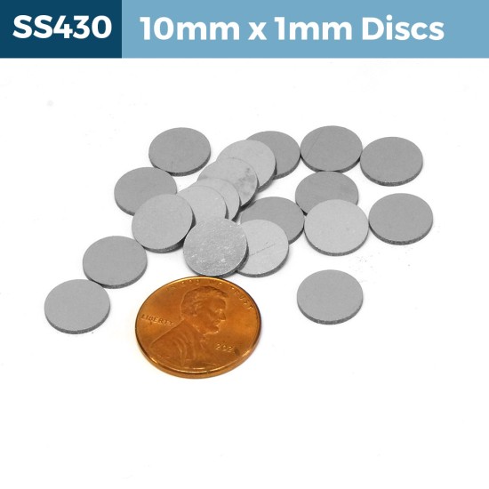 10mm x 1mm Magnetic Stainless Steel discs 10x1mm