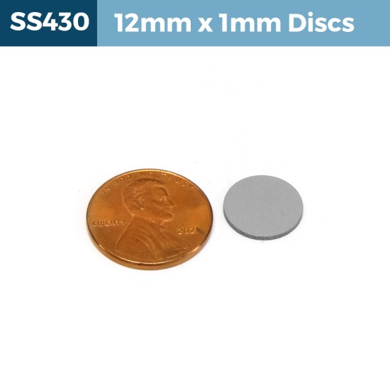 12mm x 1mm Magnetic Stainless Steel discs 12x1mm