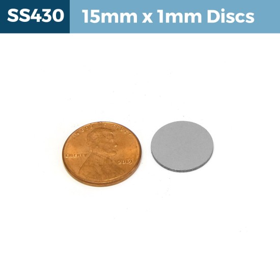 15mm x 1mm Magnetic Stainless Steel discs 15x1mm