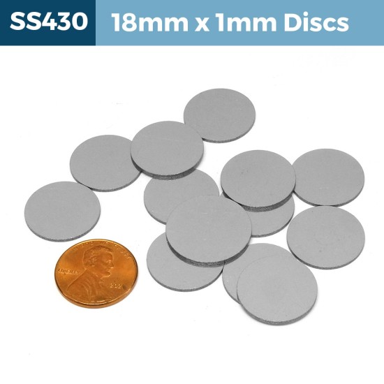 18mm x 1mm Magnetic Stainless Steel discs 18x1mm