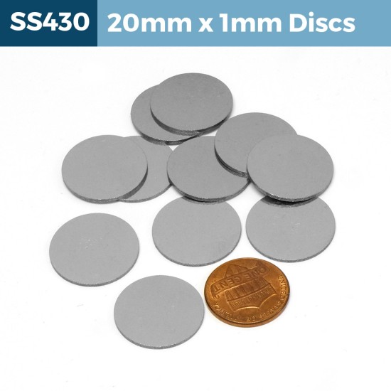 20mm x 1mm Magnetic Stainless Steel discs 20x1mm