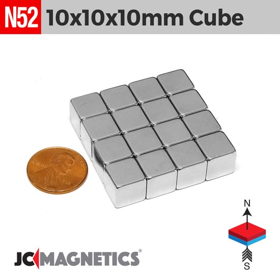 10mm x 10mm x 10mm N52 Cube Rare Earth Neodymium Magnet Blocks 10x10x10mm