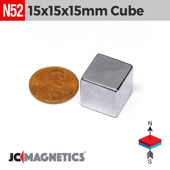 15mm x 15mm x 15mm N52 Cube Rare Earth Neodymium Magnet Blocks 15x15x15mm