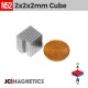 2mm x 2mm x 2mm N52 Cube Rare Earth Neodymium Magnet Blocks 2x2x2mm