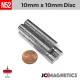 10mm x 10mm 25/64in x 25/64in N52 Cylinder Discs Rare Earth Neodymium Magnet 10x10mm