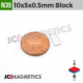 10mm x 5mm x 0.5mm N35 Block Rare Earth Neodymium Magnet 