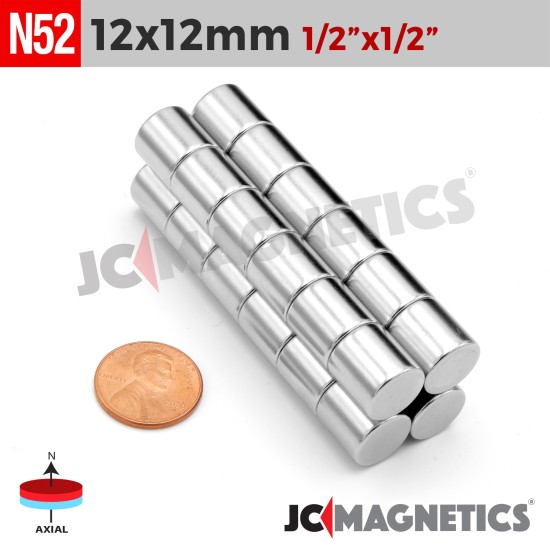 12mm x 12mm 15/32in x 15/32in N52 Discs Rare Earth Neodymium Magnet 12x12mm