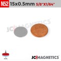 15mm x 0.5mm 5/8in x 1/64in N52 Thin Discs Rare Earth Neodymium Magnet 15x0.5mm