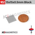 15mm x 15mm x 0.5mm N52 Thin Square Block Rare Earth Neodymium Magnet 15x15x0.5mm