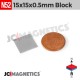 15mm x 15mm x 0.5mm N52 Thin Square Block Rare Earth Neodymium Magnet 15x15x0.5mm