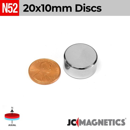 20mm x 10mm 25/32in x 25/64in N52 Discs Rare Earth Neodymium Magnet 20x10mm 20mm x 10mm 25/32in x 25/64in N52 Discs Rare Earth Neodymium Magnet 20x10mm
