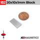 20mm x 10mm x 1mm N52 Block Rare Earth Neodymium Magnet 20x10x1mm