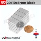 20mm x 10mm x 5mm N52 Block Rare Earth Neodymium Magnet 20x10x5mm