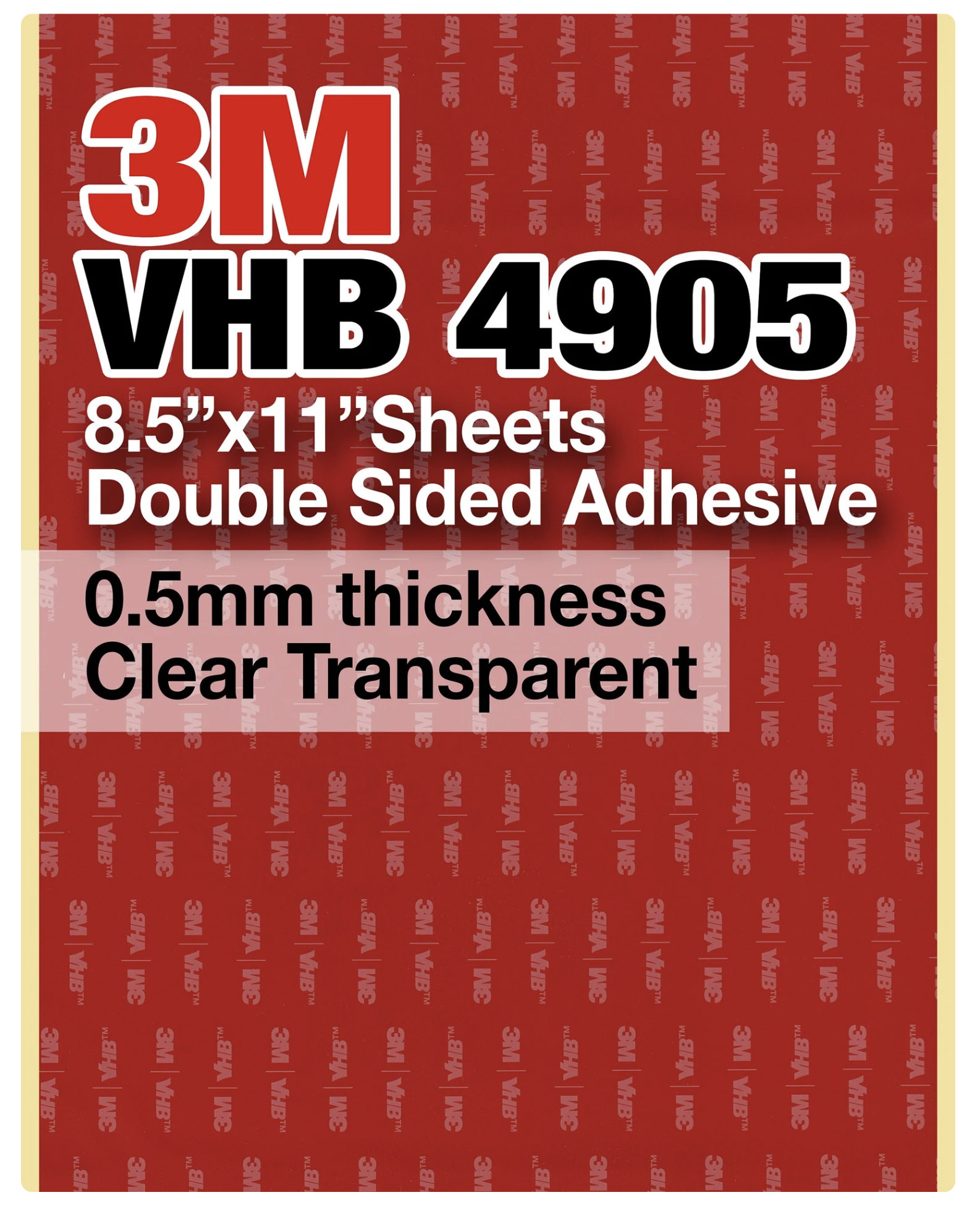 3M™ VHB™ 4905 Double Sided Tape, 20 mil, Clear