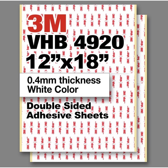 3M VHB 4920 12"x18" Double Sided Strong Adhesive 0.4mm thickness white sheets