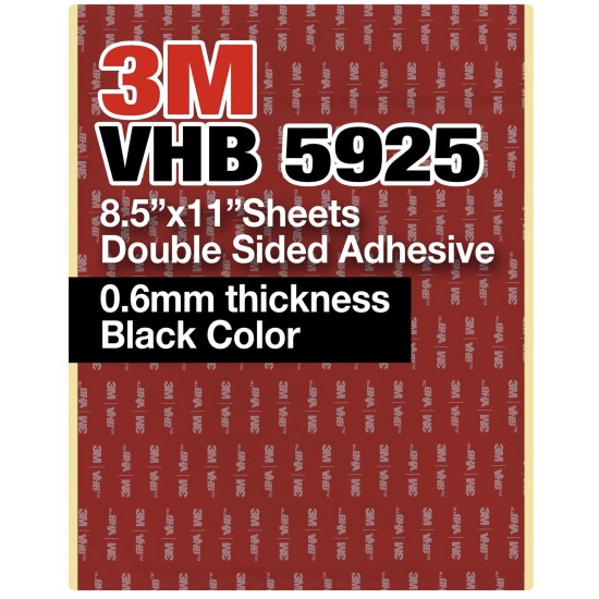 3M VHB 5925 8.5"x11" Double Sided Strong Adhesive 0.6mm thickness black sheets