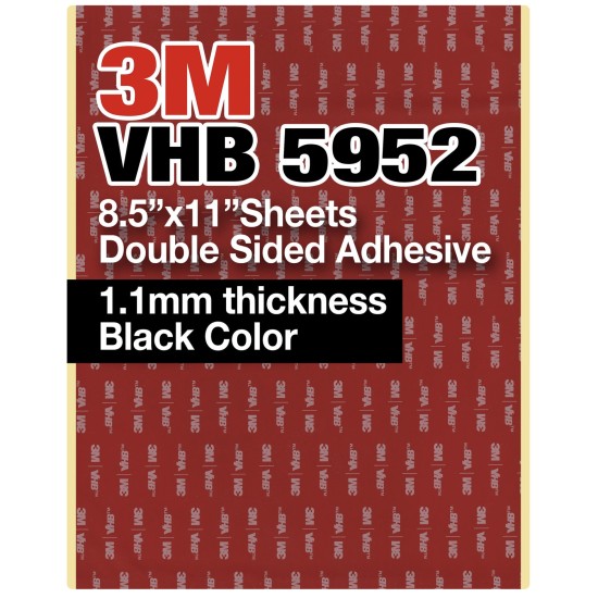 3M VHB 5952 8.5"x11" Double Sided Strong Adhesive 1.1mm thickness black sheets