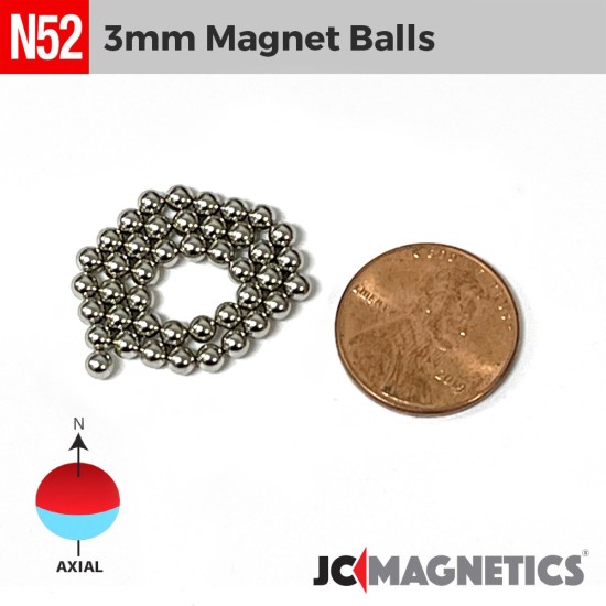 3mm - 1/8in Diameter N52 Magnet Spheres Balls Rare Earth Neodymium Magnet 