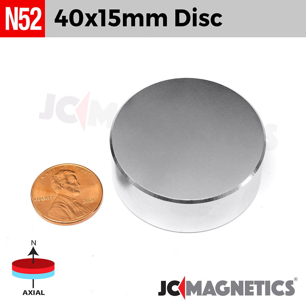 40mm x 15mm - 1.57in x 5/8in N52 Rare Earth Super Strong Neodymium Magnet  Discs 40x15mm