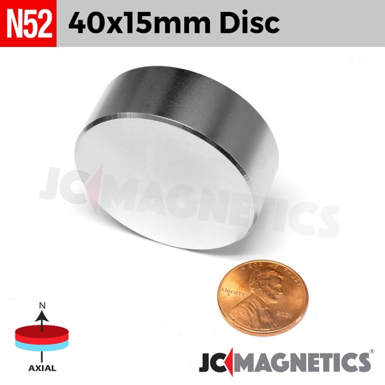 40mm x 15mm - 1.57in x 5/8in N52 Rare Earth Super Strong Neodymium