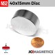 40mm x 15mm N52 Rare Earth Super Strong Neodymium Magnet Discs 40x15mm