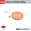 100pcs 4mm x 0.5mm 5/32" x 1/64" N52 Thin Discs Rare Earth Neodymium Magnets 4x0.5mm