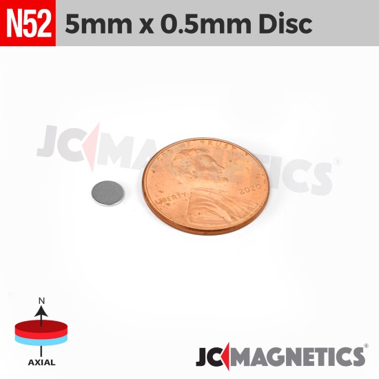 100pcs N52 5mm x 0.5mm 13/64in x 1/64in Thin Discs Rare Earth Neodymium Magnet 5x0.5mm