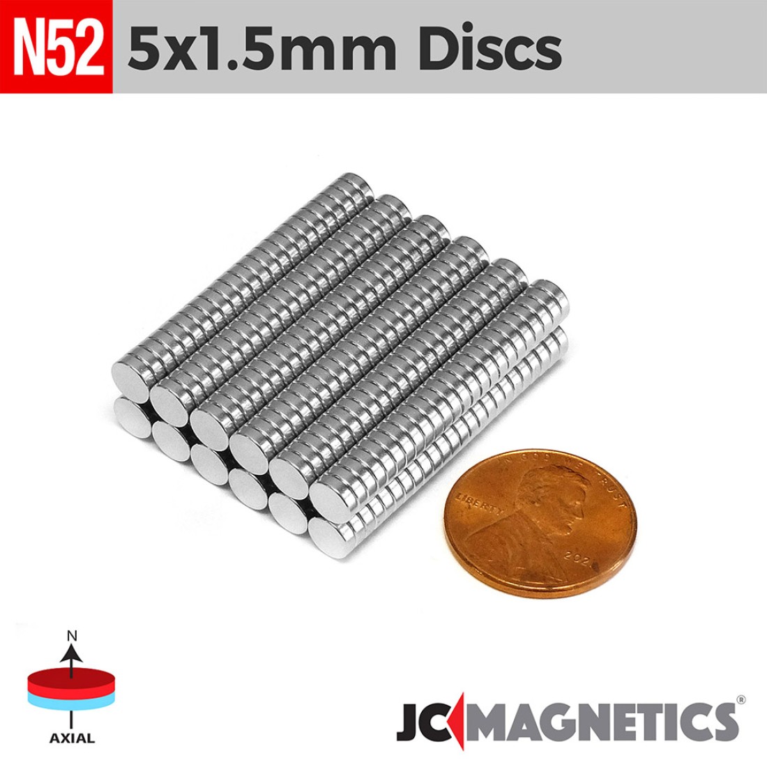 5mm x 1.5mm 13/64in x 1/16in N52 Thin Discs Rare Earth Neodymium Magnet