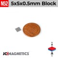 5mm x 5mm x 0.5mm N52 Thin Square Block Rare Earth Neodymium Magnet 5x5x0.5mm