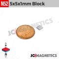 5mm x 5mm x 1mm N52 Thin Square Block Rare Earth Neodymium Magnet 5x5x1mm