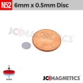 6mm x 0.5mm 1/4in x 1/64in N52 Thin Discs Rare Earth Neodymium Magnet 6x0.5mm