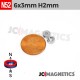 6mm x 3mm Hole 2mm N52 Countersunk Ring Rare Earth Neodymium Magnet 