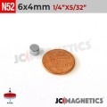 6mm x 4mm 1/4in x 5/32in N52 Discs Rare Earth Neodymium Magnet 6x4mm