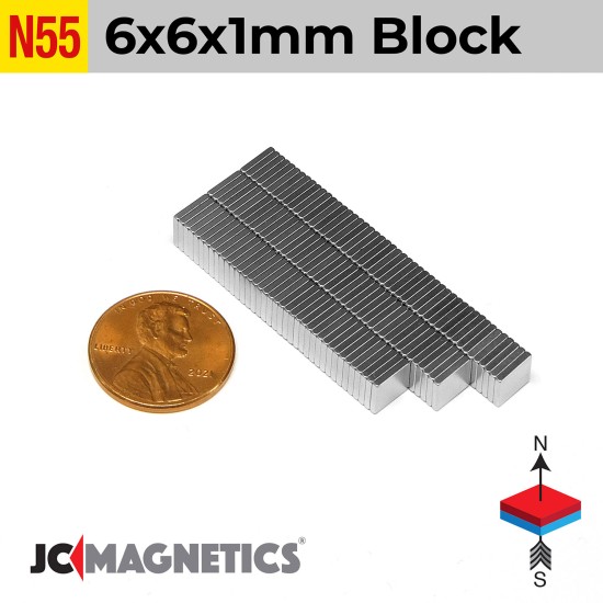 6mm x 6mm x 1mm N55 Thin Square Block Rare Earth Neodymium Magnet 6x6x1mm 6mm x 6mm x 1mm N55 Thin Square Block Rare Earth Neodymium Magnet 6x6x1mm