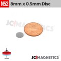 8mm x 0.5mm 1/3in x 1/64in N52 Thin Discs Rare Earth Neodymium Magnet 