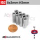 8mm x 3mm Hole 3mm N52 Countersunk Ring Rare Earth Neodymium Magnet 