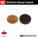 20mm x 5mm N52 Epoxy Coated Discs Rare Earth Neodymium Magnet 20x5mm