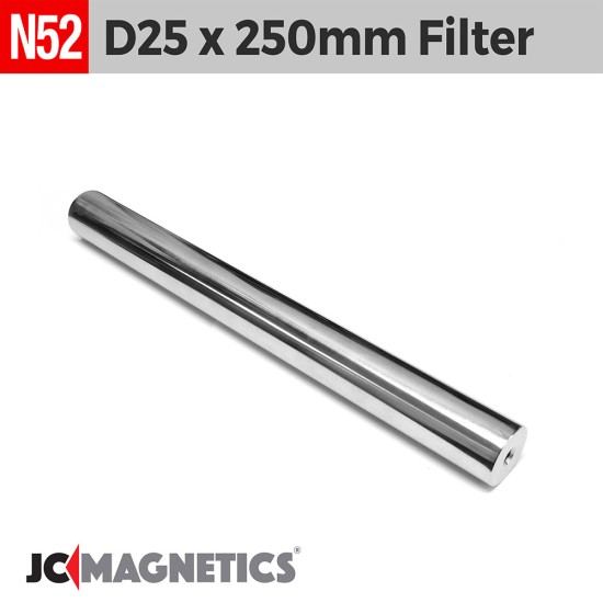D25mm x 250mm Stainless Steel 316 Magnetic Filter Bar Separator, N52 12000 Gauss, M6 Threads