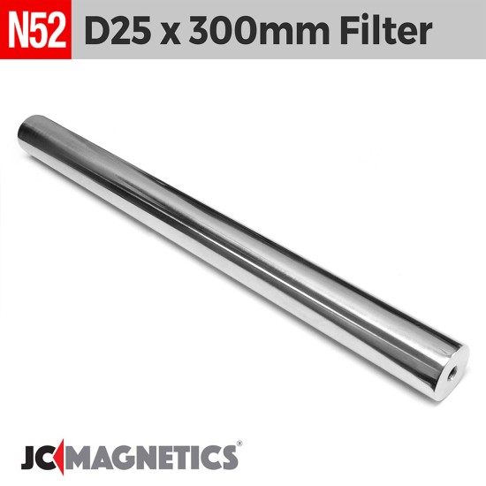 D25mm x 300mm Stainless Steel 316 Magnetic Filter Bar Separator, N52 12000 Gauss, M6 Threads