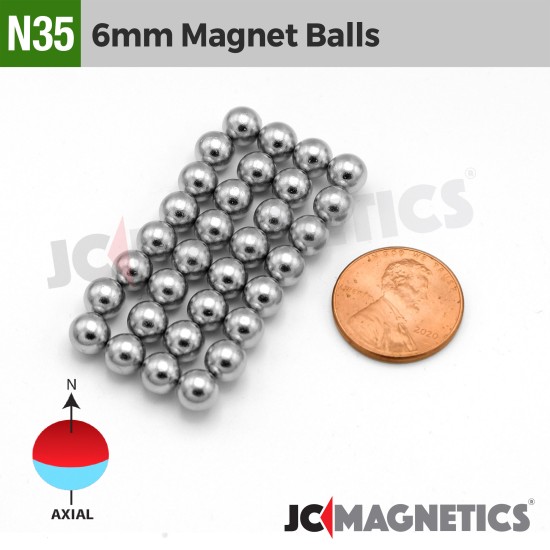 6mm - 15/64in Diameter N35 Magnet Spheres Balls Rare Earth Neodymium Magnet 
