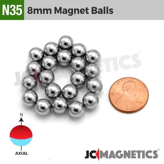 8mm - 5/16in Diameter N35 Magnet Spheres Balls Rare Earth Neodymium Magnet 