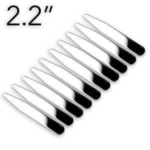 Stainless Steel Glossy Collar Stays 2.2" 9mm width Silver color