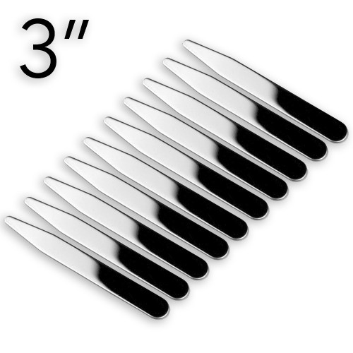 Stainless Steel Glossy Collar Stays 3" 9mm width Silver color