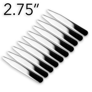 Stainless Steel Glossy Collar Stays 2.75" 9mm width Silver color