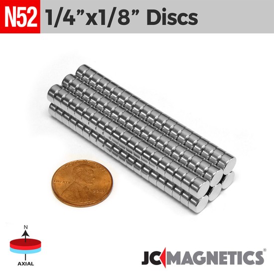 1/4in x 1/8in N52 Discs Rare Earth Neodymium Magnet