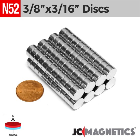 3/8in x 3/16in N52 Rare Earth Neodymium Magnet Discs 