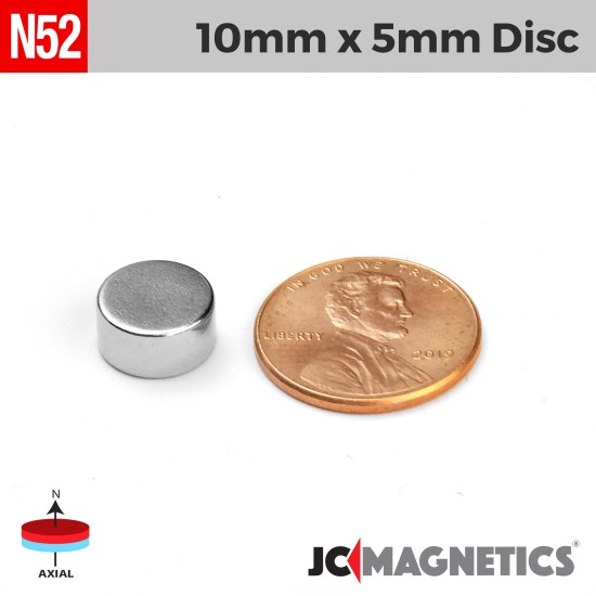 10mm x 5mm 25/64in x 13/64in N52 Discs Rare Earth Neodymium Magnet 10x5mm