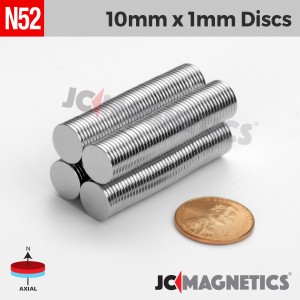 x Neodym Magnet Φ10mm x 1mm Superstark Selbstklebend #A3044 10 Stk 