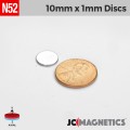 10mm x 1mm 3/8in x 1/32in N52 Thin Discs Rare Earth Neodymium Magnet 10x1mm
